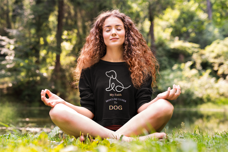 "My faith brings me closer to dog" Divinely Guided. Dog-Approved. Comfortable Unisex Soft Syle T-Shirt for the Faithful