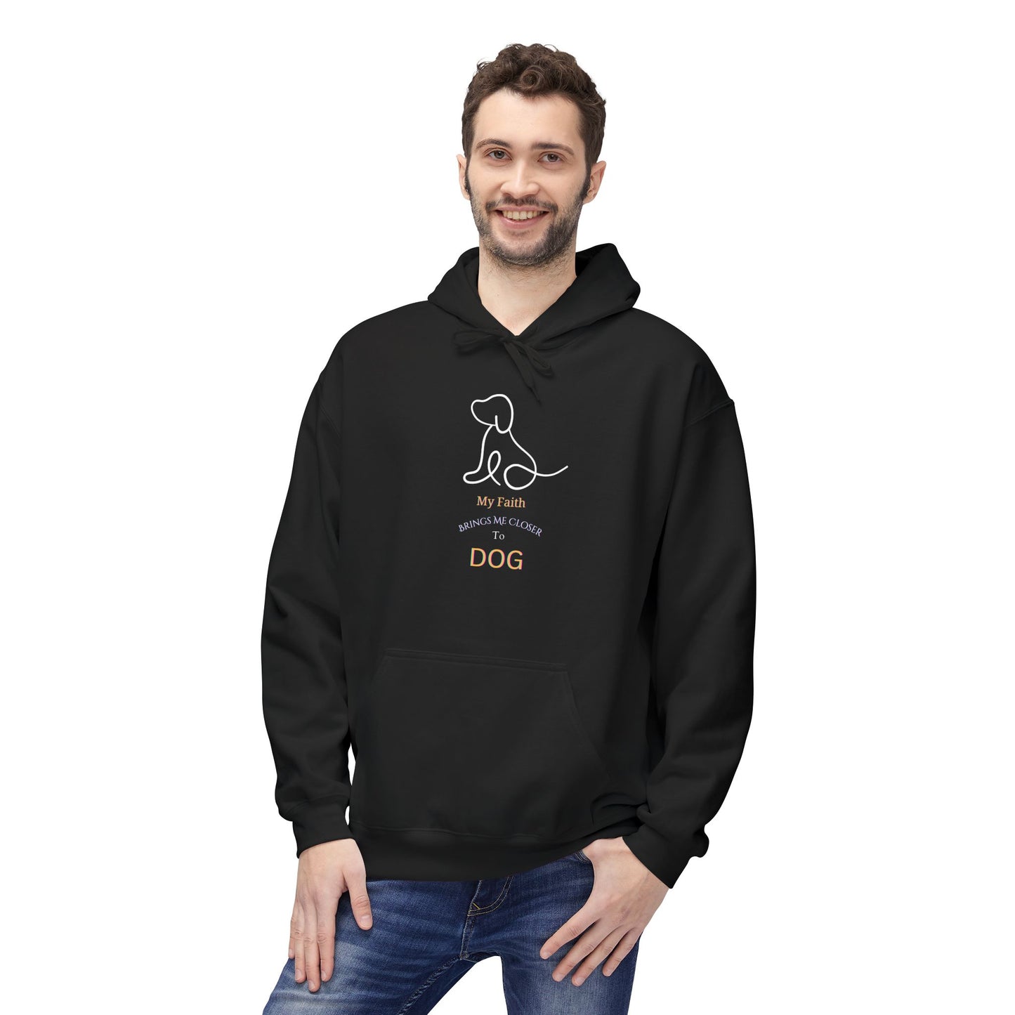“My Faith Brings Me Closer to Dog” Unisex Fleece Hoodie for Devoted Dog Lovers