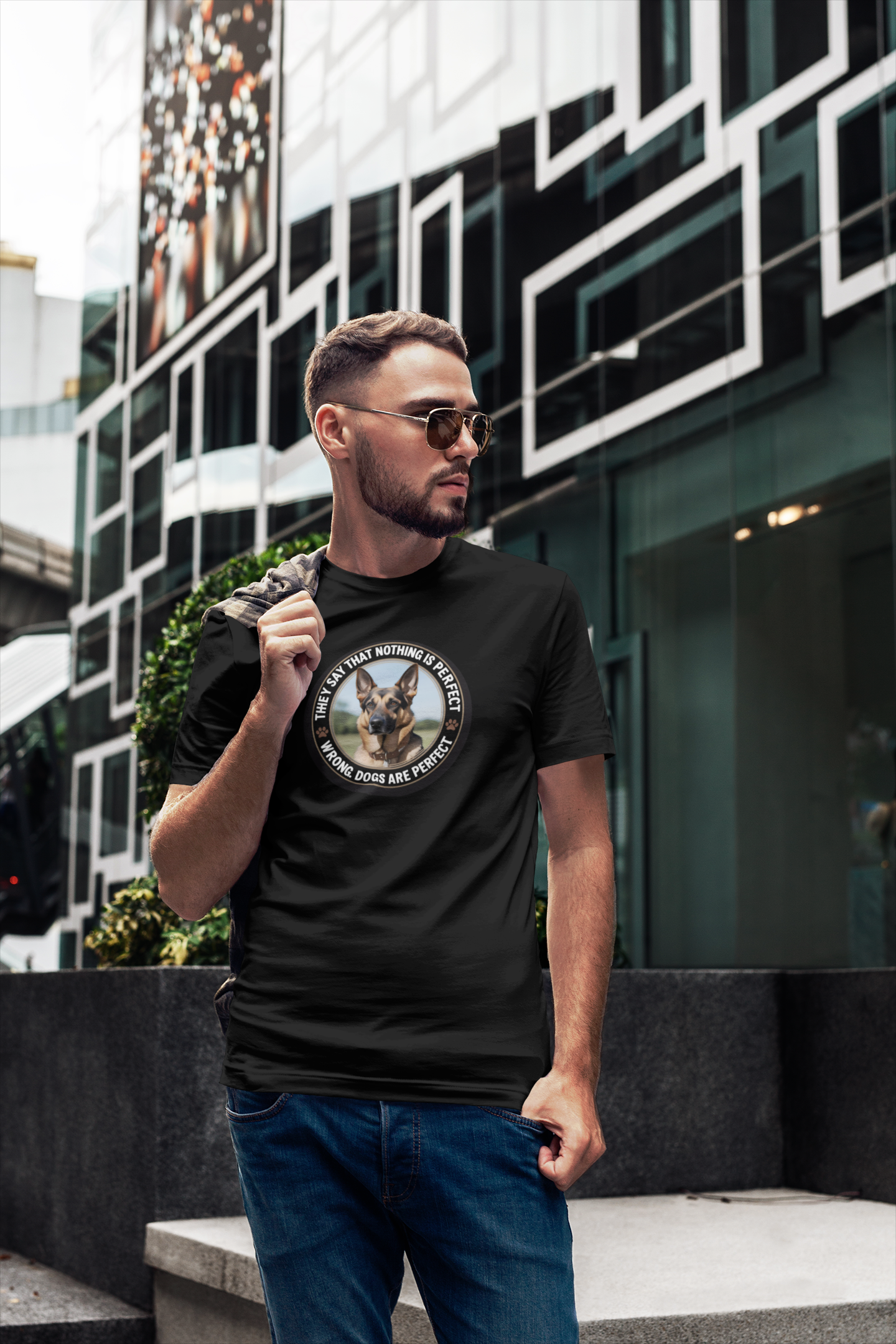 "Dogs Are Perfect" – German Shepherd edition Softsyle T-Shirt (black)
