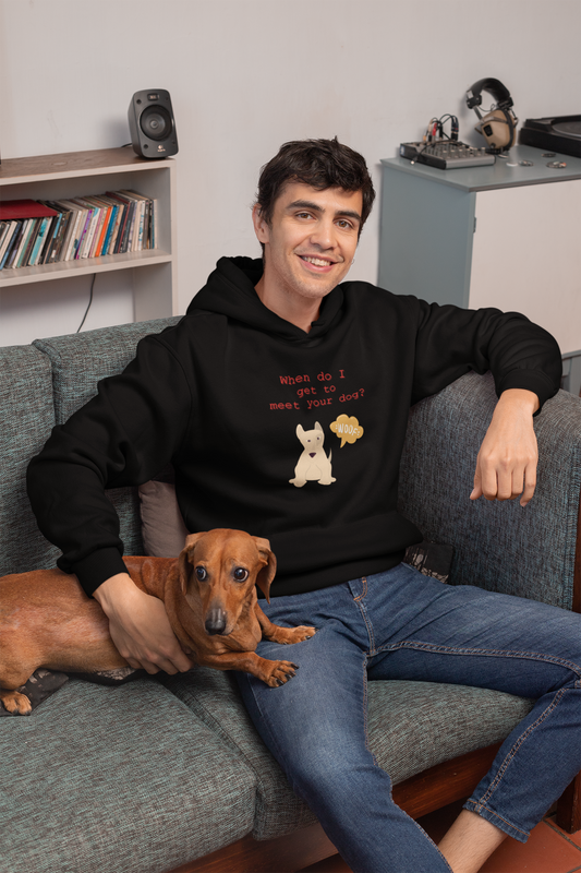 “When Can I Meet Your Dog?” Soft & Cozy Unisex Fleece Hoodie for Dog Lovers