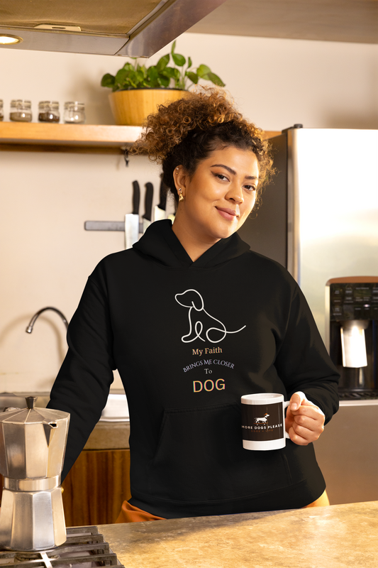 “My Faith Brings Me Closer to Dog” Unisex Fleece Hoodie for Devoted Dog Lovers