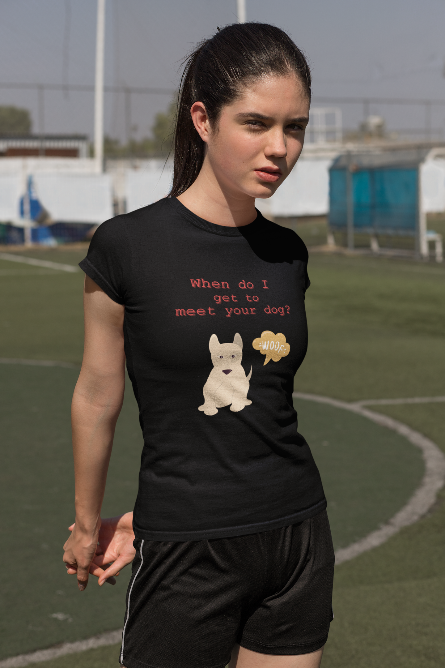 "When do I get to meet your dog?"  “Official Dog Meeting Request” Softstyle T-Shirt for Friendly Dog Fans