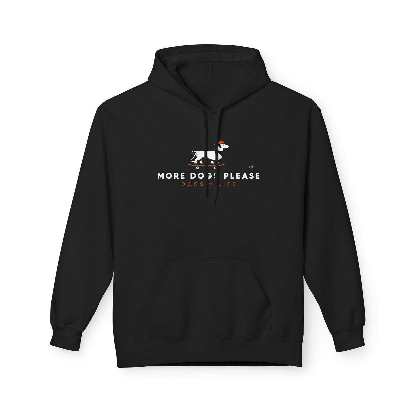 "More dogs please" Unisex fleece hoodie. Pet Lover Gift