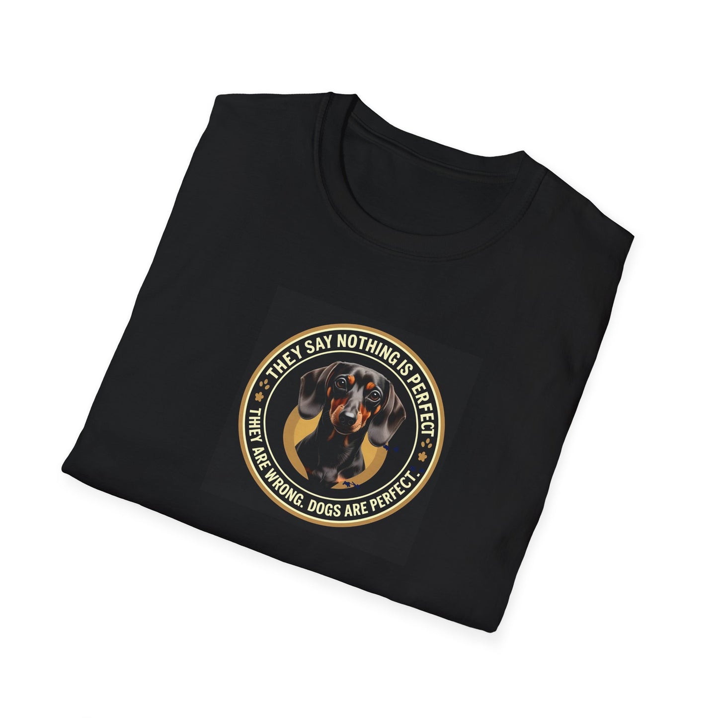 🐶💛 "Dogs Are Perfect" Dachshund Unisex Softstyle T-Shirt 🐾👕