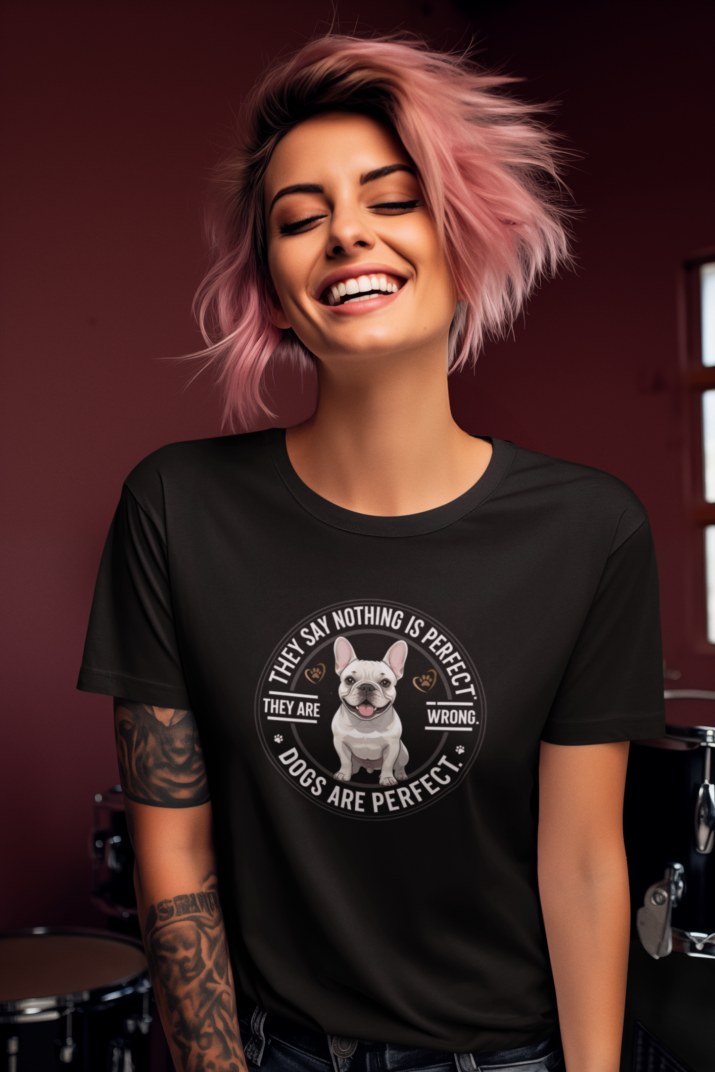 “Dogs Are Perfect” French Bulldog T-Shirt – Cute Dog Lover Tee, Unisex Softstyle Shirt