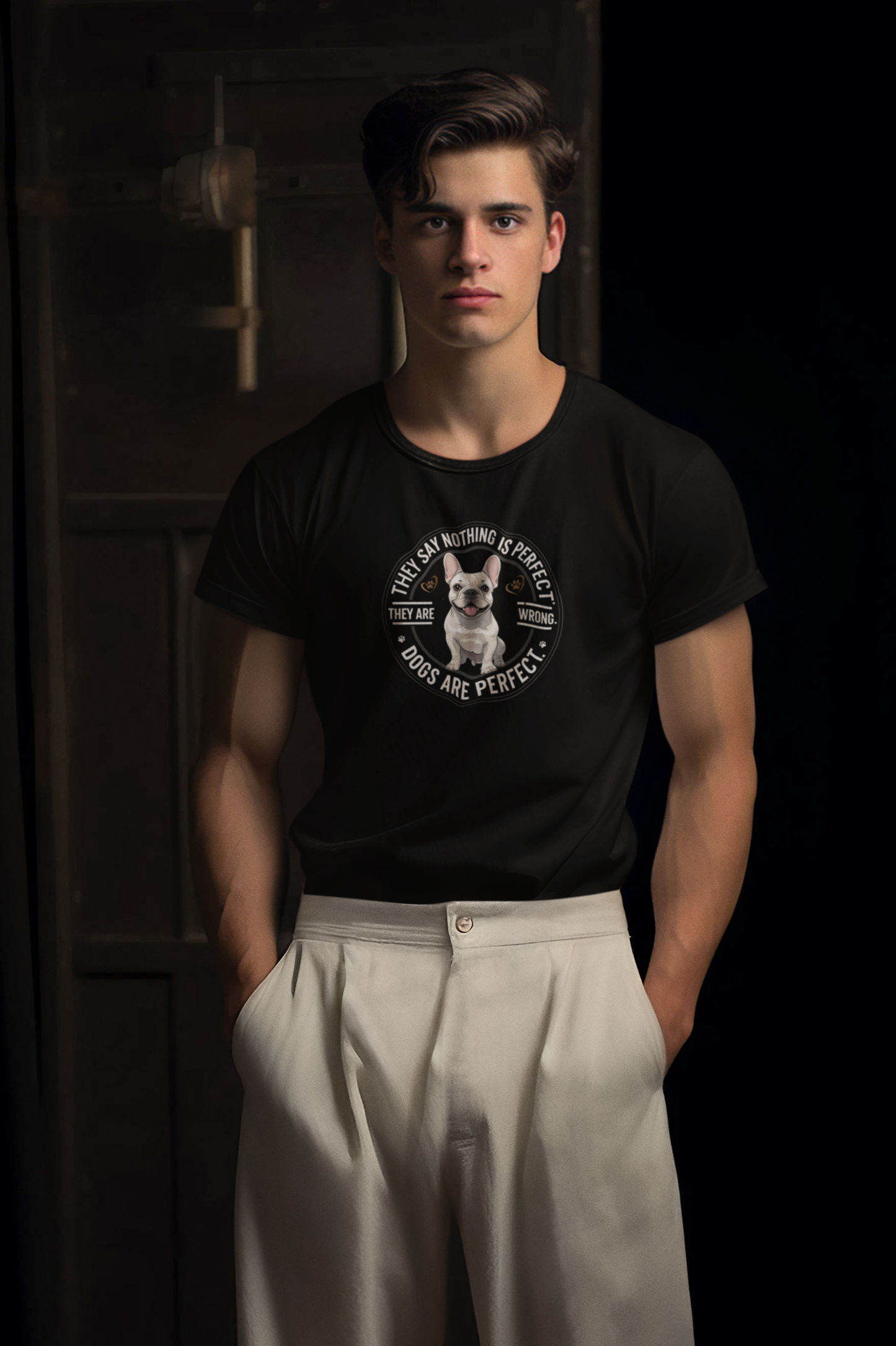 “Dogs Are Perfect” French Bulldog T-Shirt – Cute Dog Lover Tee, Unisex Softstyle Shirt