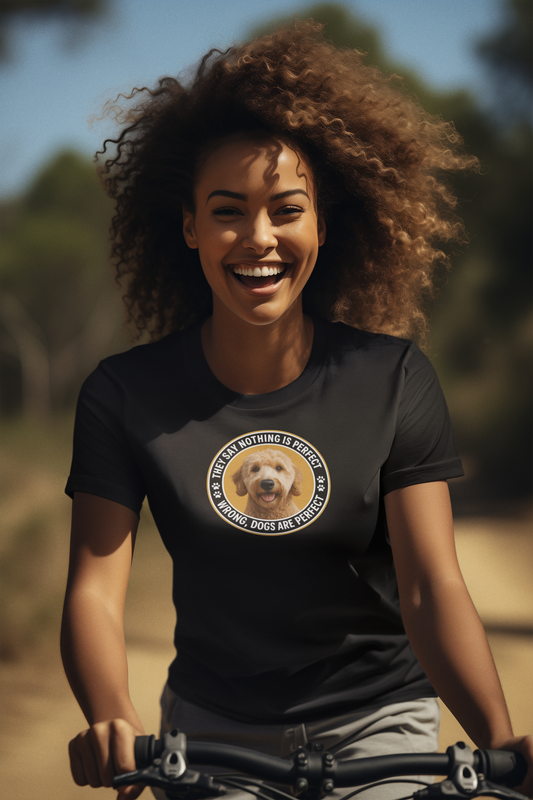 “Dogs are perfect” Golden Doodle - Dog Lover Unisex softstyle T-Shirt.