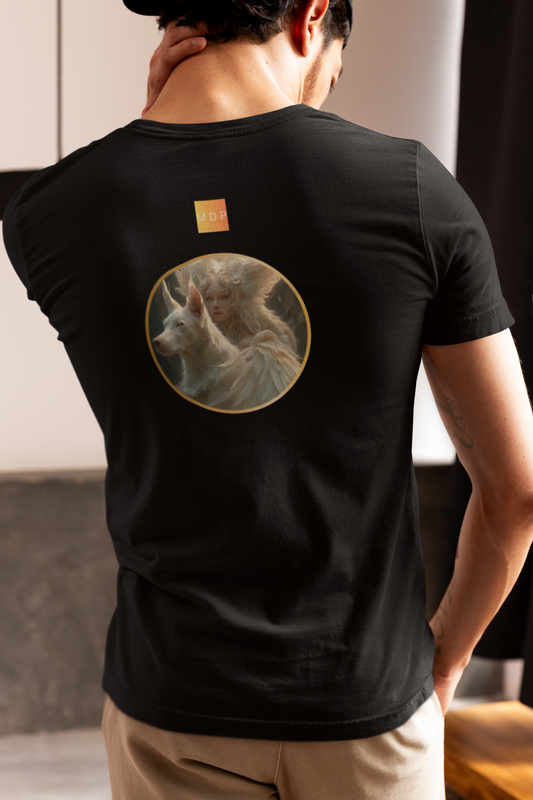 Fantasy dog angel - Dog Lover's Lightweight fitted mens T