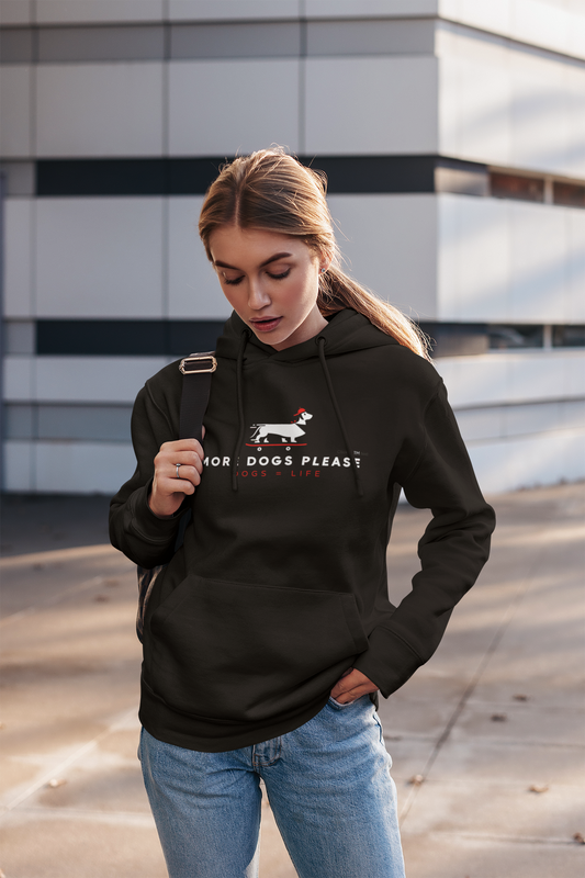 "More dogs please" Unisex fleece hoodie. Pet Lover Gift