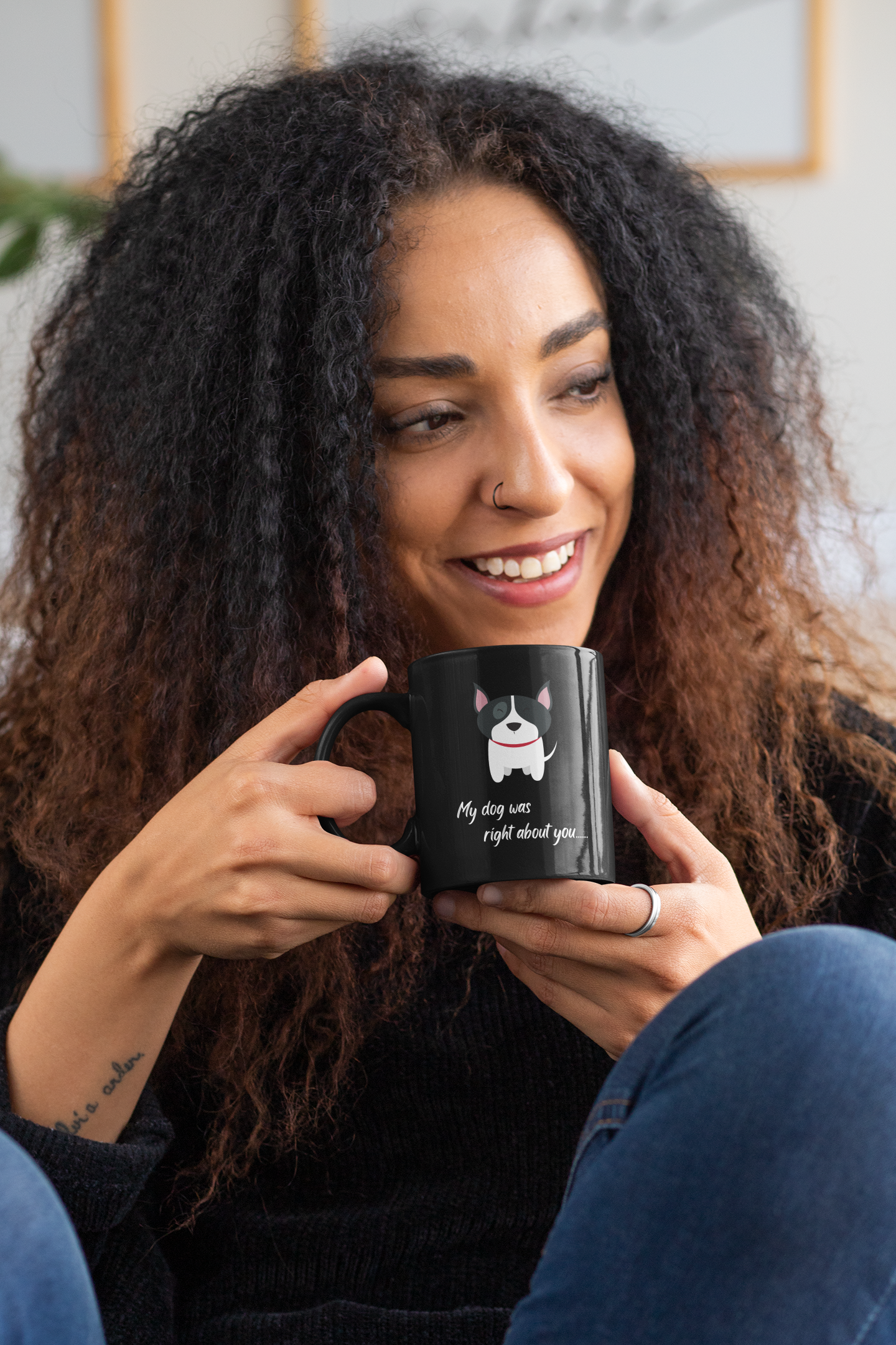 "My dog was right about you" Adorable Dog-Themed Black Mug, Dog gift, Coffee enthusiast, Dog lover