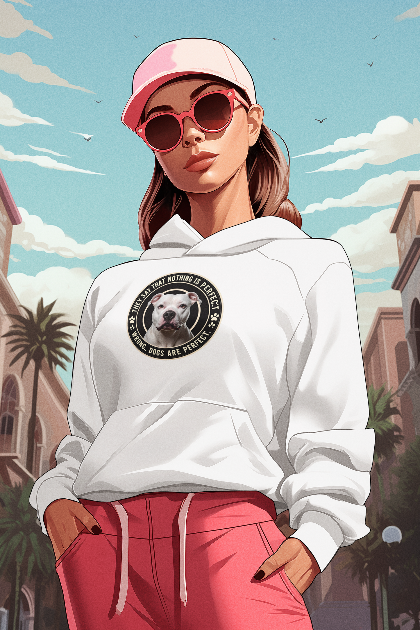 "Dogs Are Perfect" – Pitbull Edition 🐶🚀 Unisex fleece Hoodie
