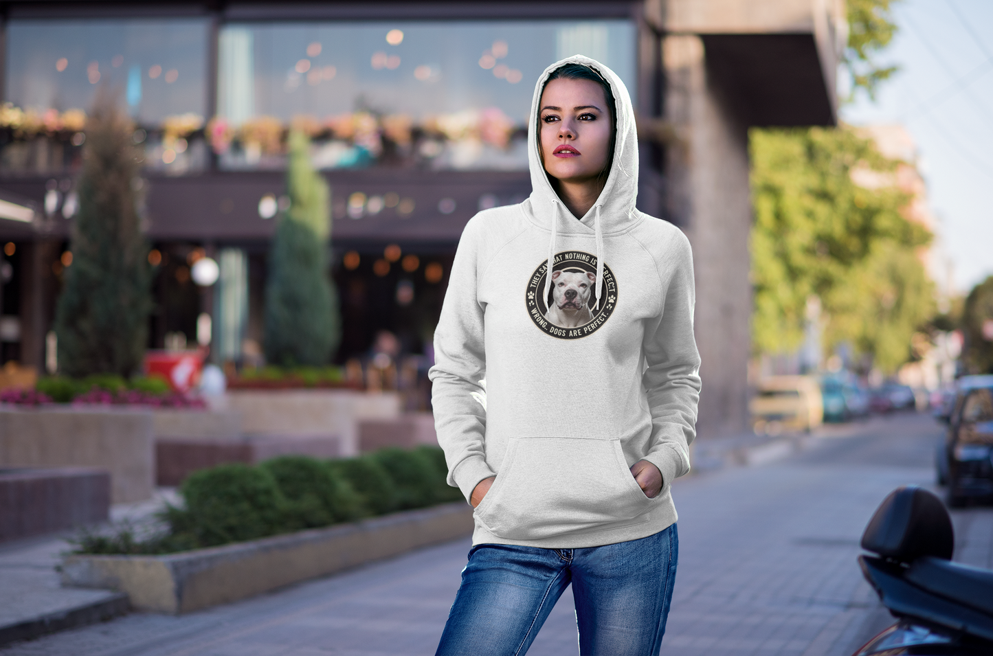 "Dogs Are Perfect" – Pitbull Edition 🐶🚀 Unisex fleece Hoodie