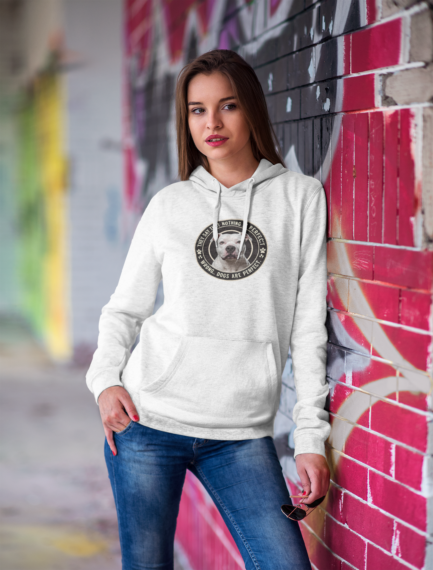 "Dogs Are Perfect" – Pitbull Edition 🐶🚀 Unisex fleece Hoodie